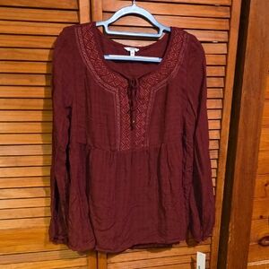 Sonoma Maroon Embroidered Blouse